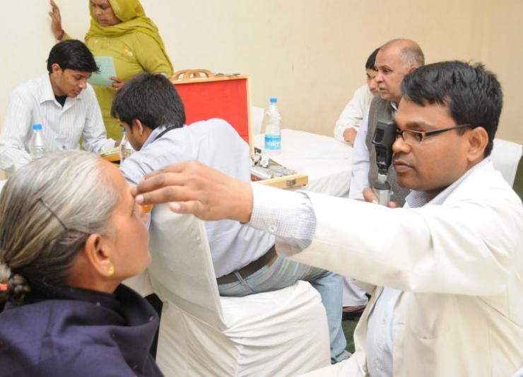 People receiving eye care as part of Sightsavers' Vision Delhi program